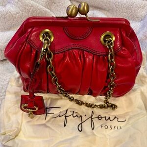VINTAGE Fossil Red Leather Women's Bag